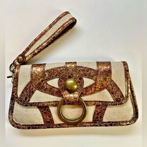 Vintage Isabella Fiore Y2K clutch wallet in a metallic brown